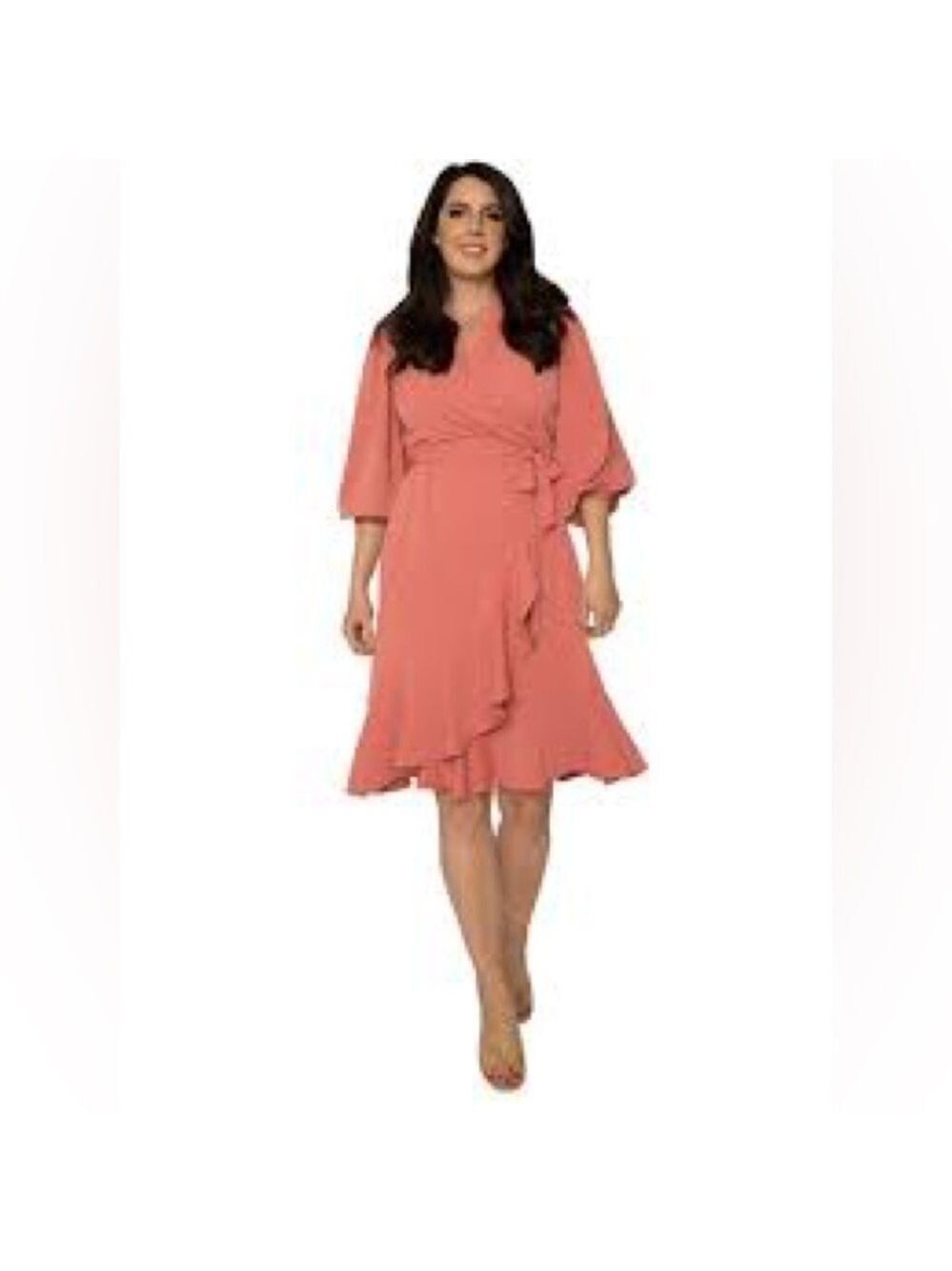 STANDARDS & PRACTICES Double Georgette Ruffles Wrap Midi Dress